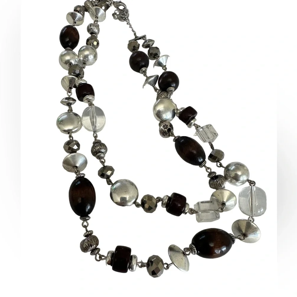 Clearance Sale - Lia Sophia Coffee Bean Necklace Wood Beads Double strand
